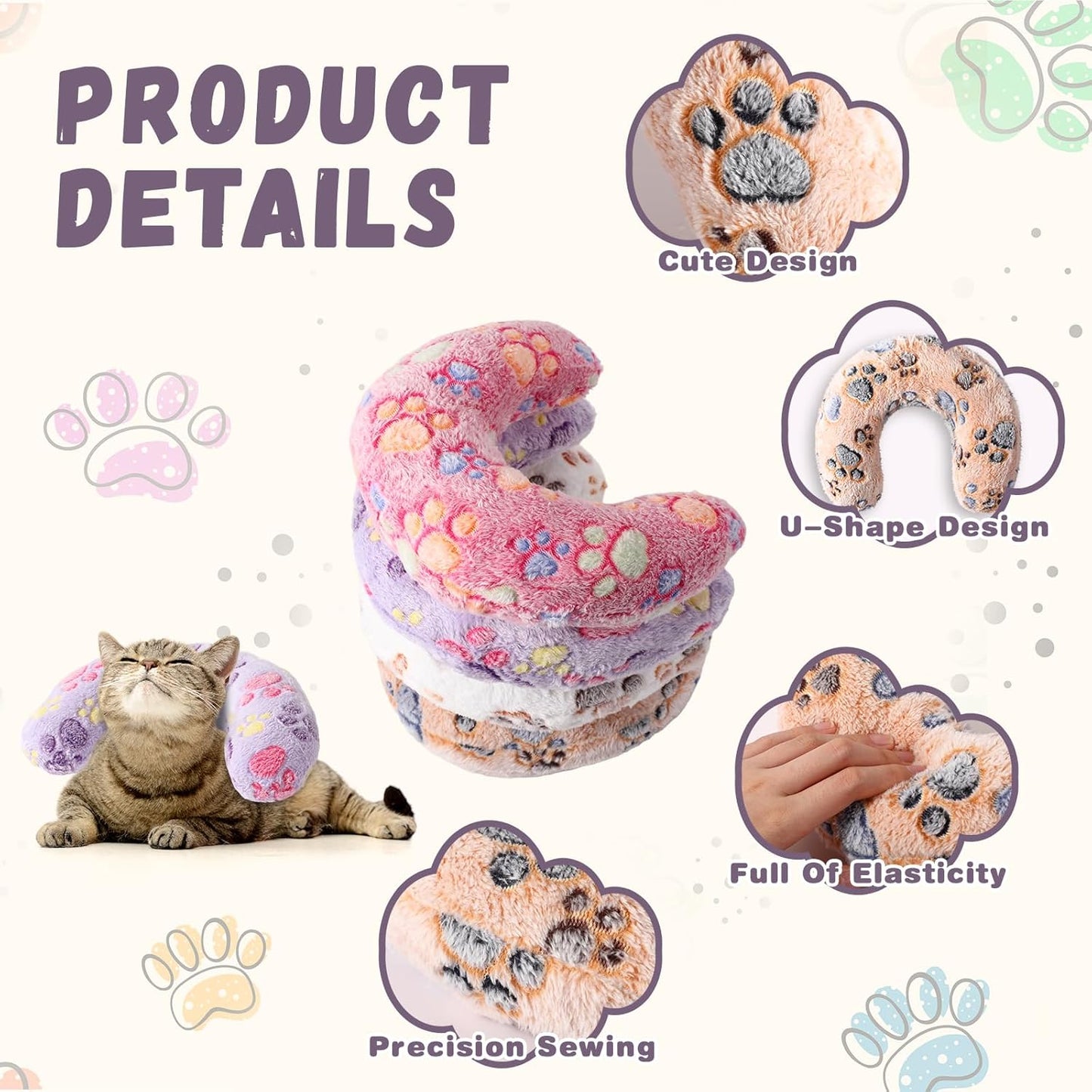 4 Pcs Paw Print Pet Pillow Cushions – Colorful, Soft & Cozy