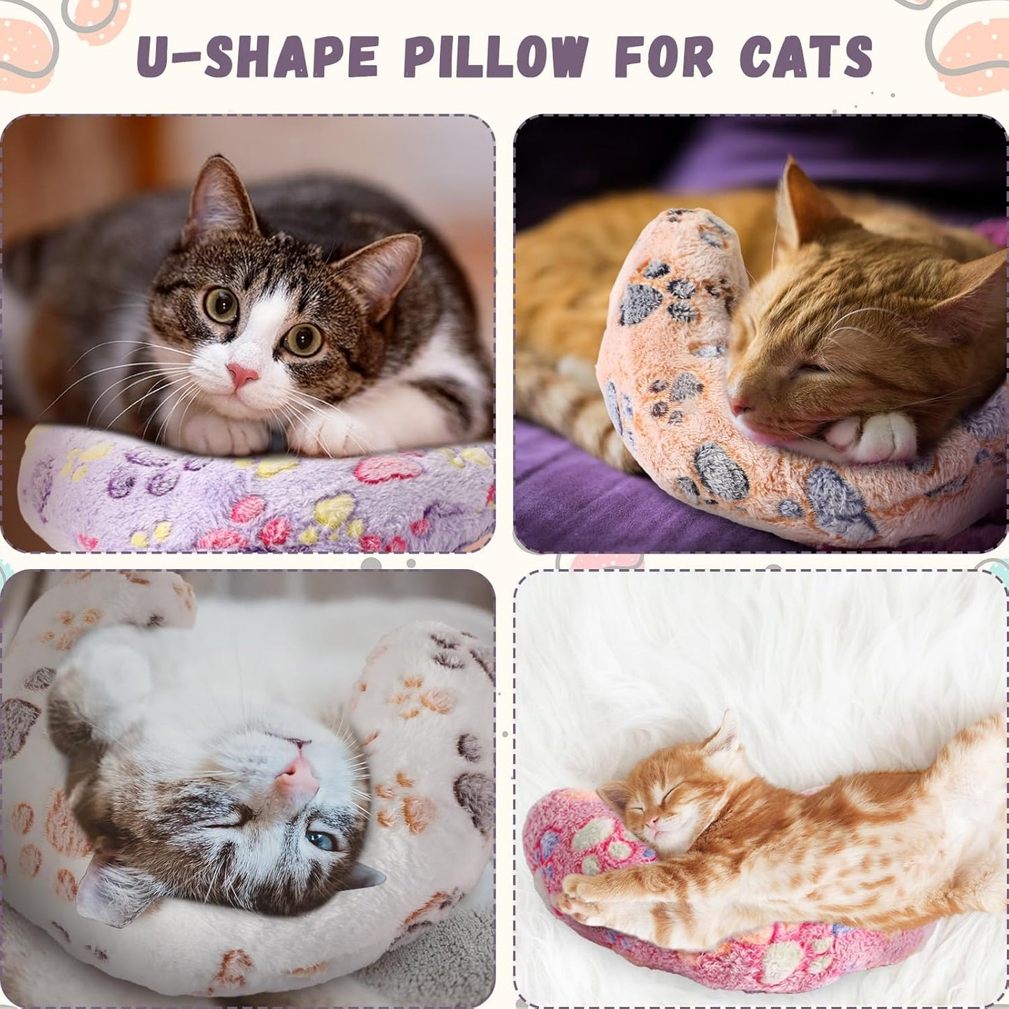 4 Pcs Paw Print Pet Pillow Cushions – Colorful, Soft & Cozy