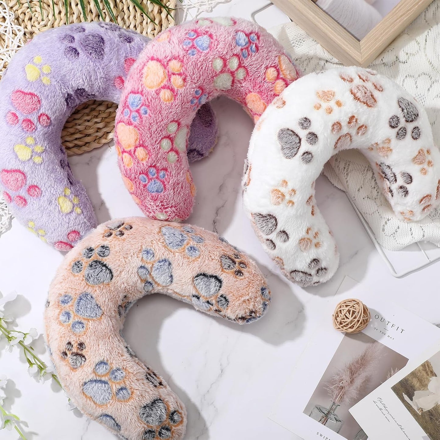 4 Pcs Paw Print Pet Pillow Cushions – Colorful, Soft & Cozy