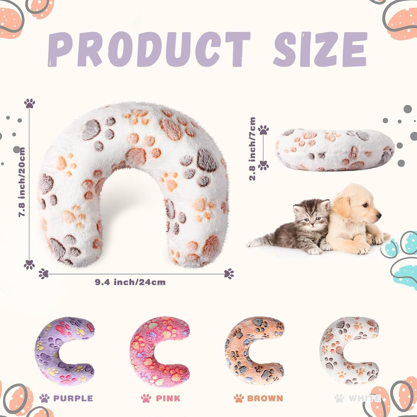 4 Pcs Paw Print Pet Pillow Cushions – Colorful, Soft & Cozy