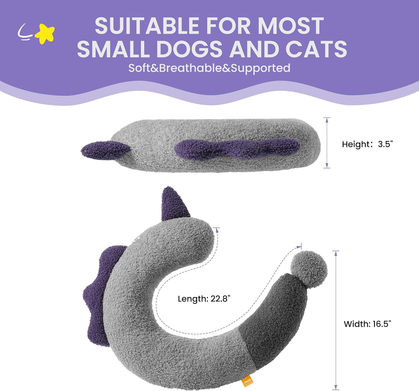 U-Shaped Pet Pillow for Small Dogs and Cats – Soft Cuddling Toy and Comfort Cushion, Anxiety Relief, Washable, Cozy for Rest and Play