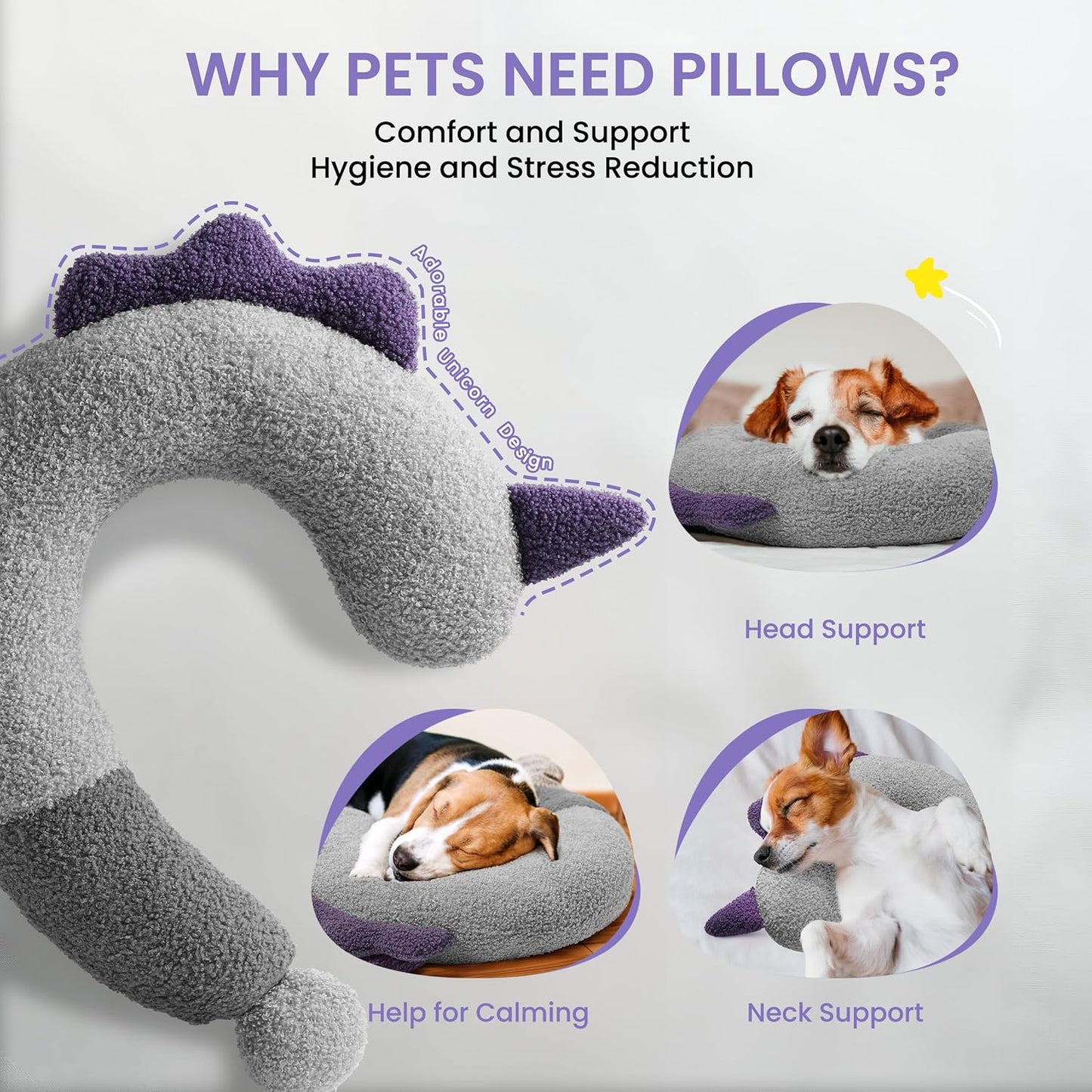 U-Shaped Pet Pillow for Small Dogs and Cats – Soft Cuddling Toy and Comfort Cushion, Anxiety Relief, Washable, Cozy for Rest and Play